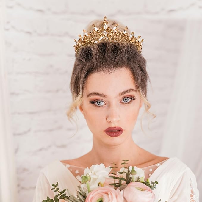 LIMELIA Women's Tiara for Henna Wedding Party|Glitter Hair Accessories for Bridal Birthday Pageant Prom Halloween Cos-play Christmas Party|Dence-Honey