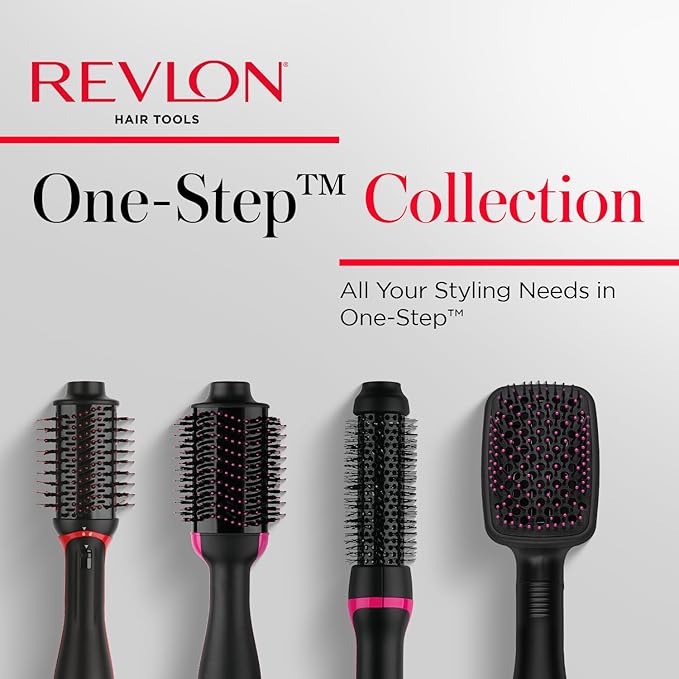 REVLON One-Step Volumizer Hair Dryer and Styler, for Less Frizz, More Shine, and Reduced Heat Damage for Salon Style Round Brush for Blowout, Black (Amazon Exclusive)