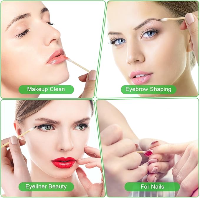 Pointed Q Tips for Cat Eye and Wound Care, 800pcs, 2.9 Inch Biodegradable Wooden Cotton Swabs, Precision Makeup, Baby Care, Nail Cleaning, Eco-Friendly