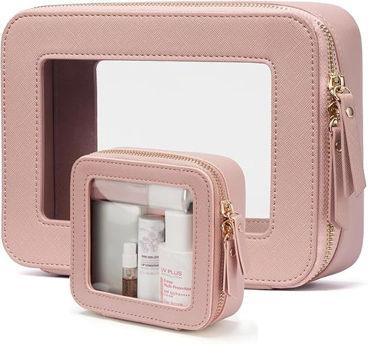 Clear Makeup Bag with Mini Cosmetic Bags,Travel Toiletry Bags for Women,Portable Cosmetic Bags Case, Transparent Waterproof Cosmetic Organizer Storage Bags for Women Men