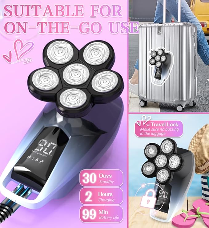 Electric Razors for Women-5 in 1 Lady Electric Shaver Wet Dry Womens Shaver for Legs-Close Shave | Painless Women Razors for Public Hair,Private Area,Face Nose Hair,Underarms,Bikini White Black