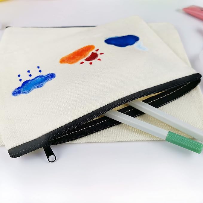 Koolmox Makeup Bags Bulk 30 Pack, Canvas Pouch with Zipper of 10 Colors, 8x5'' Blank Cotton Bags for Embroidery, Tie Dye, Marker, Circuit Projects, Christmas Gifts, Travel Bags for Pen Pencil
