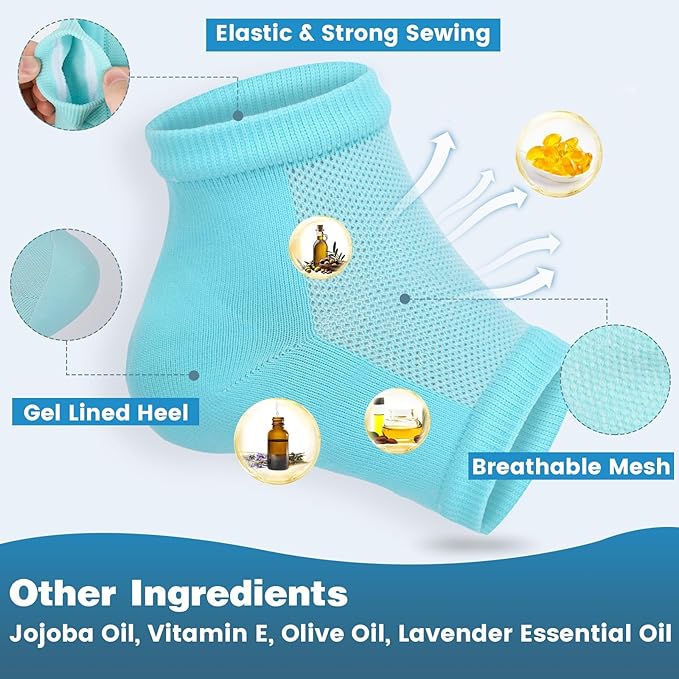 Moisturizing Toeless Socks for Cracked Heels - Heel Repair, Hydrate Dry Feet