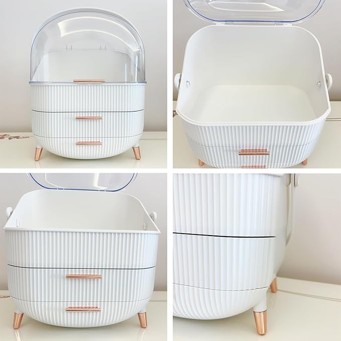 Upgrade Large Makeup Organizer Countertop Vanity Case Skin Care Cosmetic Storage Box Bathroom Counter Perfume Skincare Organizers Make Up Caddy Gift for Women Girls Clear Design Easy Visibility