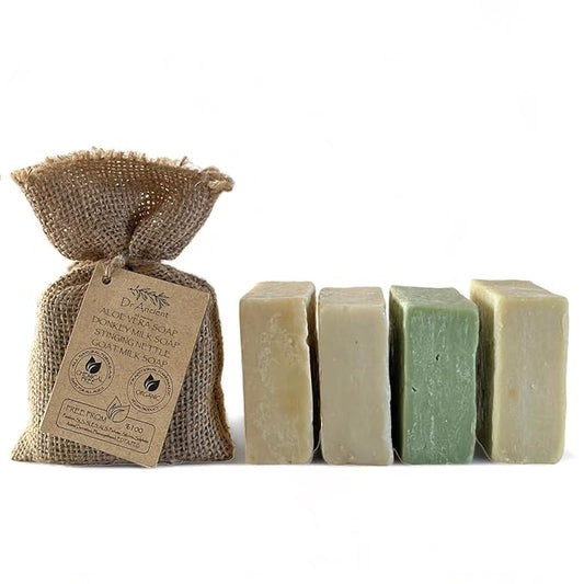 Aloe Vera Soap + Stinging Nettle Soap + Goat Milk Soap + Donkey Milk Soap Organic Natural Traditional Handmade Antique - Absolutely No Chemicals!