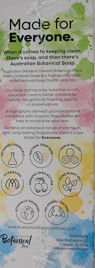 Australian Botanical Soap Multipack, Goat's Milk Oat's Milk, Lemongrass Raspberry Melon, 8 Bars