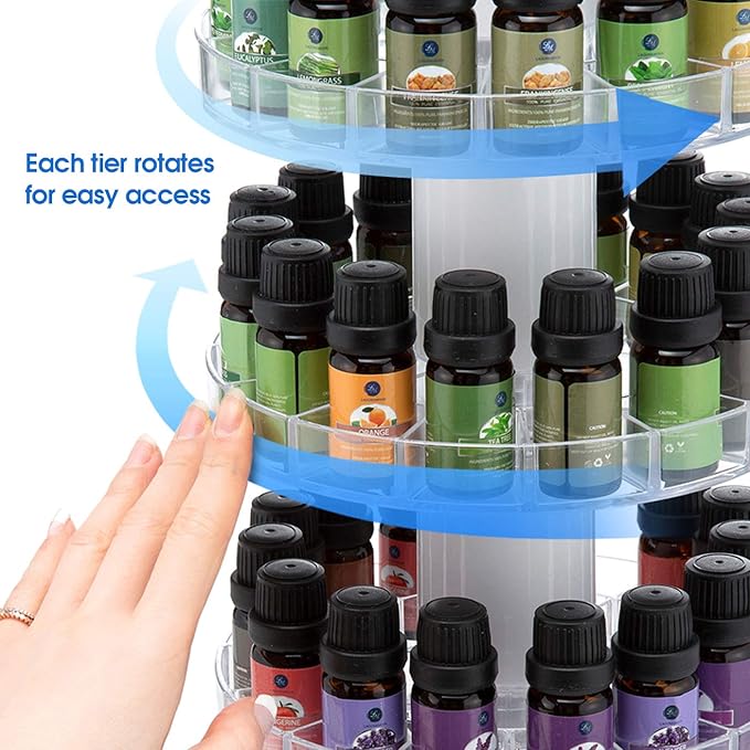 J JACKCUBE DESIGN Rotating Essential Oil Display Stand Spinning Rack for 45 Bottles(up to 72) Organizer 3 Tier Storage Holder -MK505B (3 Tier)