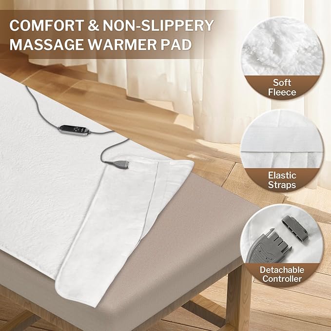 HOMLYNS LuxeHeat Massage Table Warmer Heating Pad, 30" x 72" Soft Fleece Professional Massage Therapy Bed Warmer with 10 Heat Settings, 1-9 Hours Auto Off, Rapid Heating