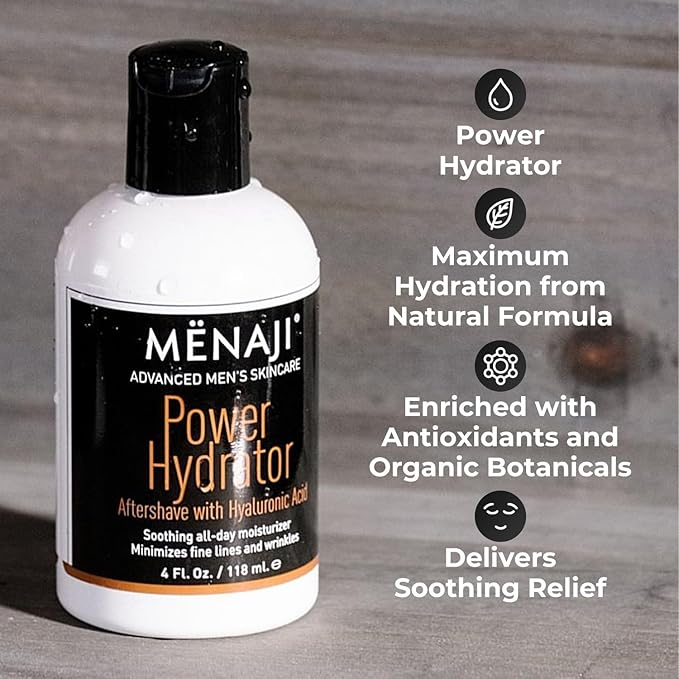 MËNAJI Power Hydrator Aftershave - Razor Burn Relief - Mens Aftershave - Razor Bump and Ingrown Hair Treatment - All Natural - 4 Fl Oz
