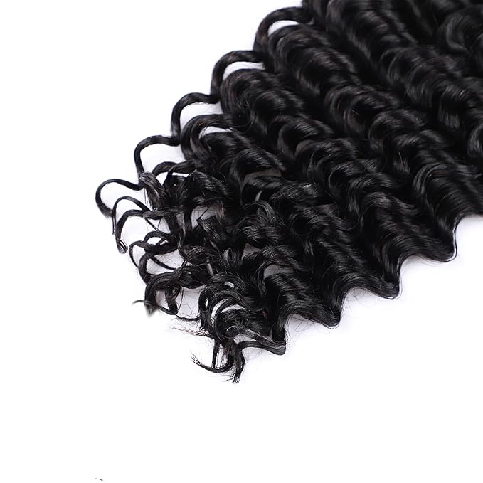 Human Braiding Hair Deep Wave Bulk Human Hair Boho Hair For Braiding No Weft 100g (1Pack-2Bundles) 100% Human Hair Deep Wave Braiding Hair For Bohe Braids (22inch, Natural Black)