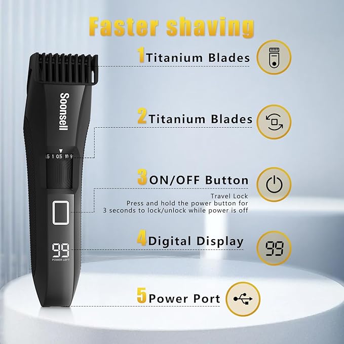 Manscape Beard Trimmer for Men, Groin & Body Hair Trimmer, Electric Shaver, Nose & Ear Hair Clippers, 4 in 1 Men's Grooming Kit, Waterproof Wet/Dry Groomer with Travel Case, LED Display