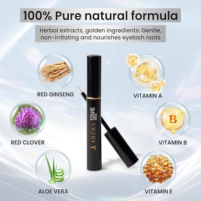 Abera Misan Eyelash Growth Serum (Upgrade Version) - Natural Lash Booster and Lash Enhancer, Regenerating and Nourishing Lashes Longer and Thicker (C. Set of 3)