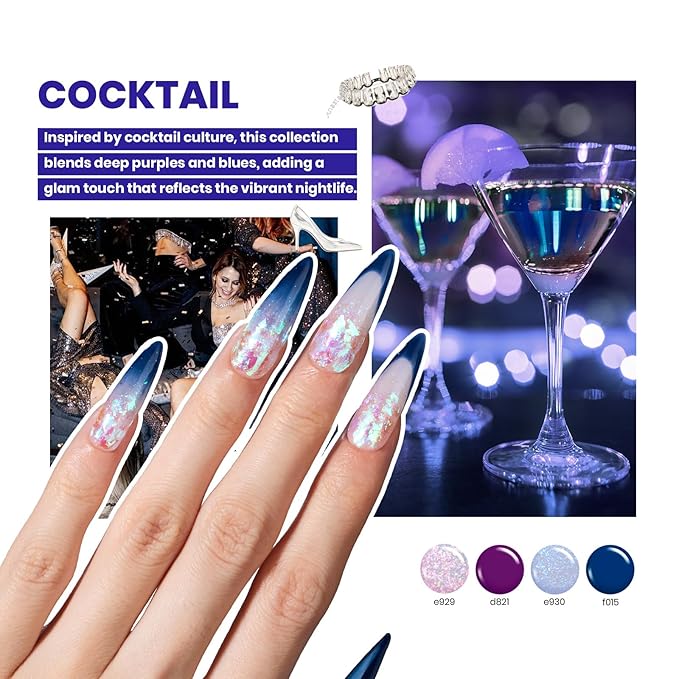 Beetles Gel Nail Polish Valentine Gift Set,All in One Winter Gel Polish Cocktail Glitter UV Gel Polish Kit with Base&Top Coat,Nail Glue,Nail Tips,Nail Charms-DaleIY Party Nail Design Gift for Women