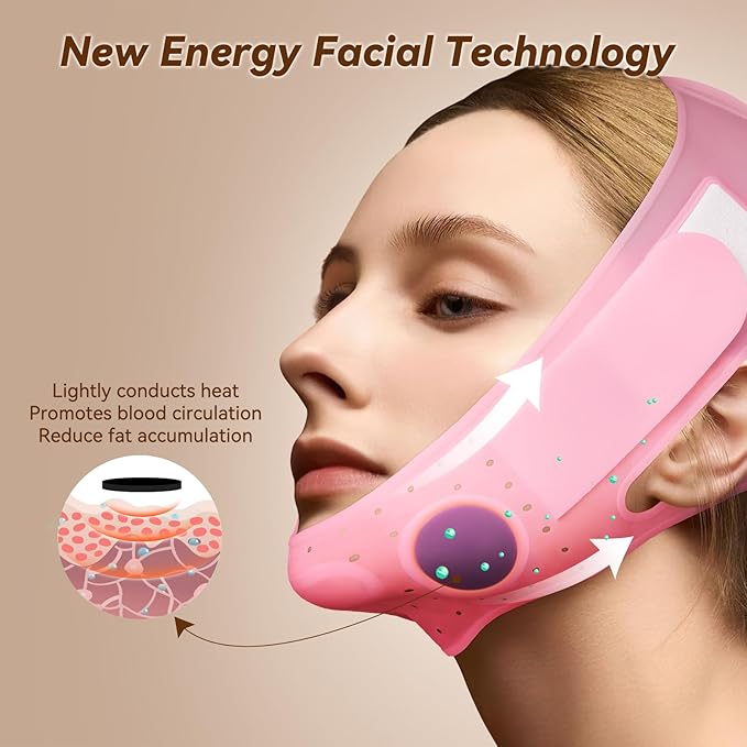 JUSRON V-Line Mask Chin Up Mask Face Strap, Soft Silicone Chin Strap V Shaped Face Mask, Jaw Exerciser 23-27 Inches (Candy Pink)