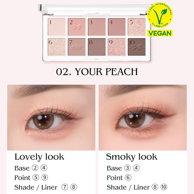 BBIA Essential Eye Palette - Buildable & Blendable Eyeshadow Palette Matte Finish & Gorgeous Shimmer Glitter Pearls Warm Cool Natural Shade Soft Shadow Colors Vegan Korean Makeup (02 YOUR PEACH)