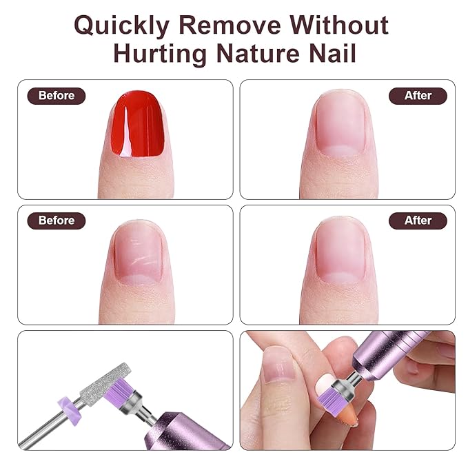 Depvko 10pcs Nail Drill Bits, 3/32 Inch Diamond Bits for Nail Drill Efile, Cuticle Cleaner Drill Set for Nails, Acrylic Remover Tool Manicure Pedicure Kit for Nail Gel Polish Nail Prep, Salon Home