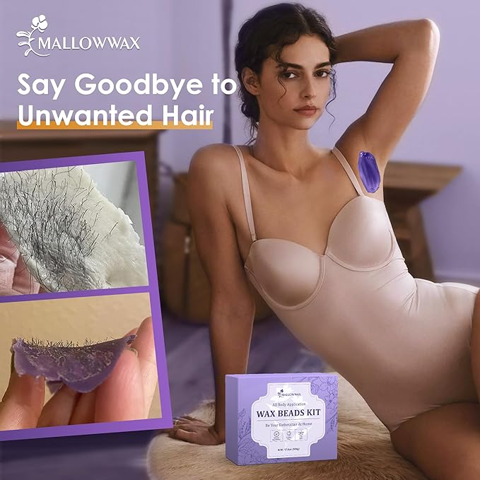 Wax Beads for Hair Removal -5 Pack Hard Wax for Sensitive Skin, Ideal for Bikini, Brazilian, Face, Eyebrow, Legs, Armpit, Full Body - Professional Waxing Wax Refill at Home for Women Men