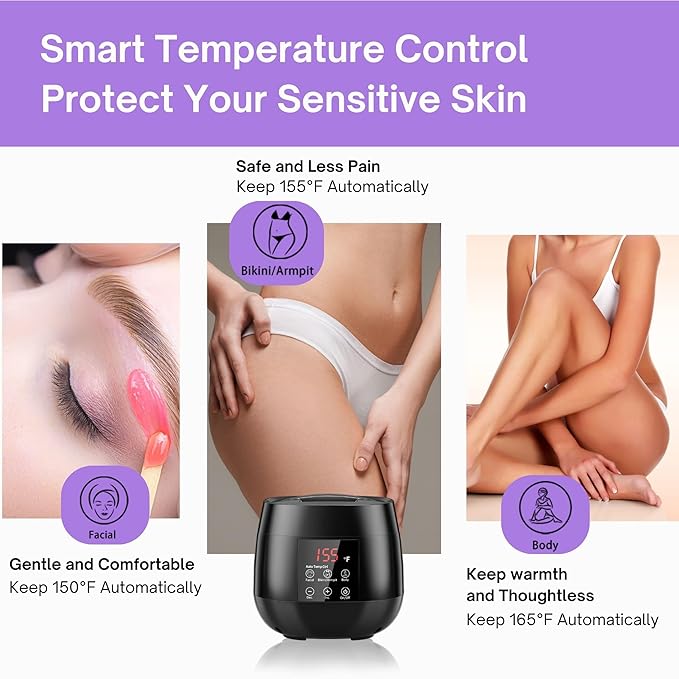 Digital Wax Warmer for Hair Removal, Gentle Wax Pot for Bikini Waxing & Facial Waxing, Smart Wax Machine with AUTO Temperature Control