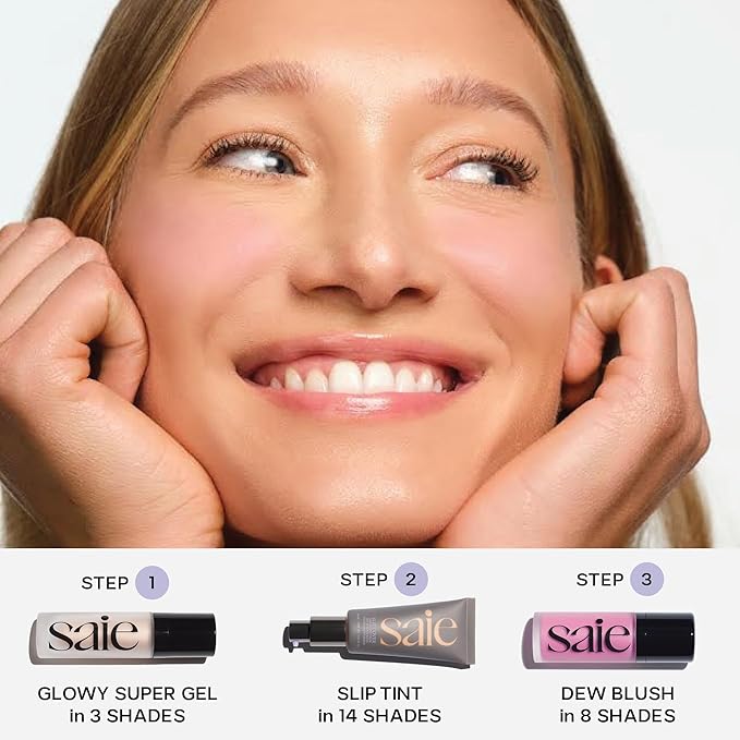 Saie Glowy Super Gel Lightweight Illuminator - Luminizer and Makeup Primer for Glowing Skin - Enriched with Vitamin C + Hydrating Squalane Oil - Sunglow (1 oz)