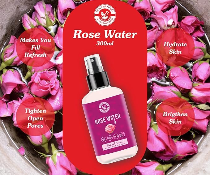 Rose Water (10.15 fl oz / 300ml) for Face & Hair Toner, Alcohol & Preservative Free