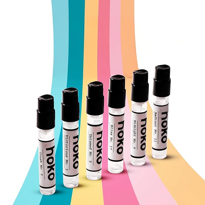 HOKO Perfume Sample Set for Women & Men | 6 Extrait de Parfum (12ml total) | Inspired by Designer Scents | Long-Lasting, Vegan, 30% Oil, Luxury Fragrance Kit