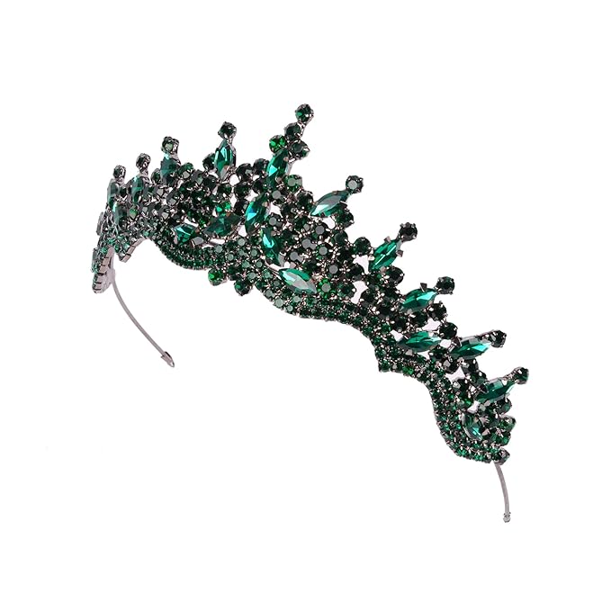 LIMELIA Women's Tiara for Henna Wedding Party|Glitter Hair Accessories for Bridal Birthday Pageant Prom Halloween Cos-play Christmas Party|Dence-Green