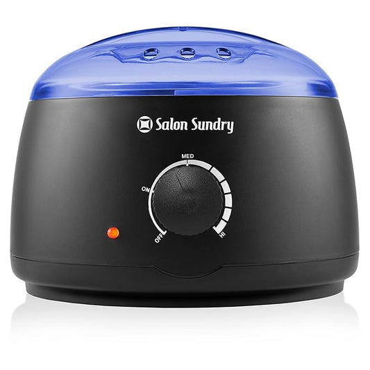 Salon Sundry Portable Electric Hot Wax Warmer Machine for Hair Removal - Black with Blue Lid