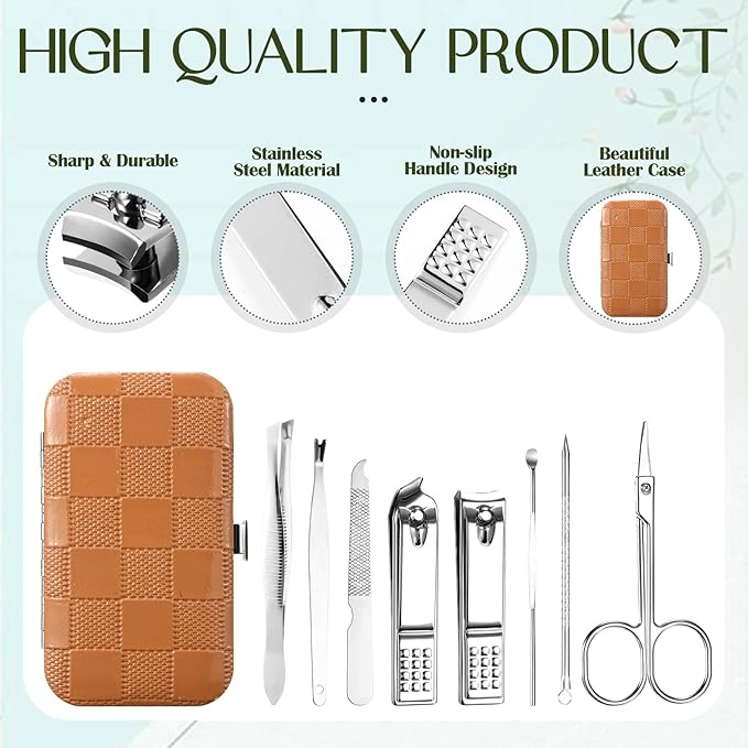 24 Sets Manicure Bulk Mothers Day Gifts Professional Nail Care Kit Nail Clippers Kit 8 in 1 Stainless Steel Pedicure Set with Travel Case Portable Grooming Kits for Men Women Friends(Classic)