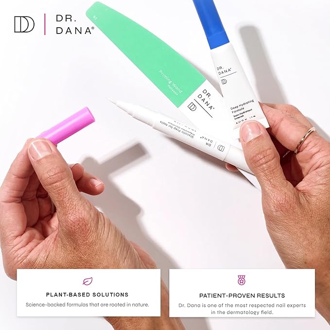 Dr. Dana Nail Repair Kit for Damaged Nails – Strengthening & Exfoliating Treatment with Glycolic Acid, Nail Primer, Hydrator & Priming Wand for Shiny, Healthy Nails, Halal Certified Nail Care Kit