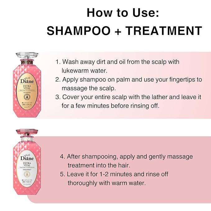 Moist Diane Keratin Shampoo and Conditioner Set for Damaged & Fine Hair Women & Men, Organic Hair Care with Argan Oil & Pure Keratin from Japan, Sulfate & Silicone Free, EXTRA VITAL, 30.4 Fl Oz