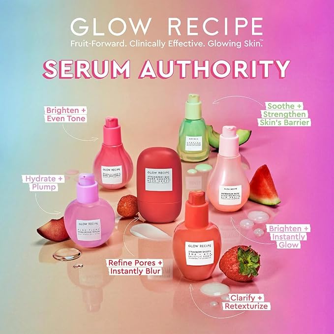 Glow Recipe Soothe, Glow & Bright Gift Set - Dew Drops Hydrating Niacinamide Serum + Avocado Ceramide Barrier Repair + Guava Dark Spot Vitamin C Serum - Korean Skincare Travel Kit (3 Count)