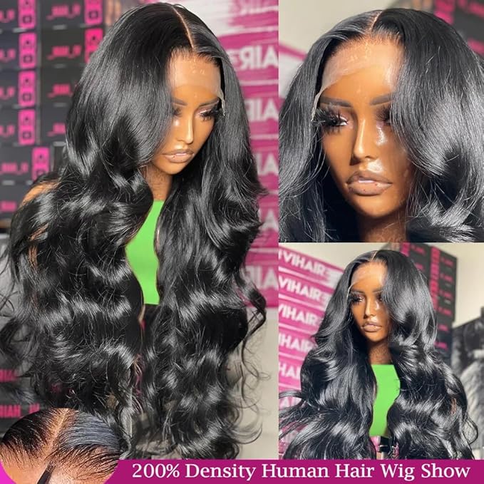 30 Inch 13X6 Body Wave Lace Front Wigs Human Hair Pre Plucked 200% Density HD Lace Frontal Wigs Human Hair Wear and Go Glueless Wigs for Women Body Wave Wig Human Hair with Baby Hair Natural Color