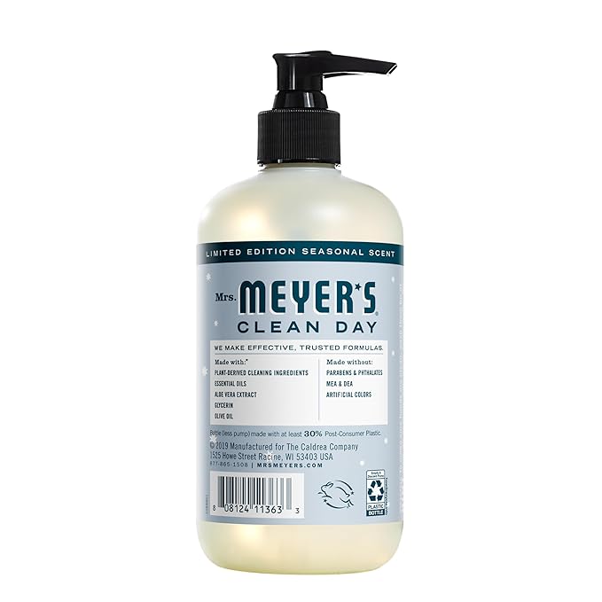 MRS. MEYER'S CLEAN DAY Hand Soap, Made with Essential Oils, Biodegradable Formula, Snowdrop, 12.5 fl. Oz (Pack of 3)