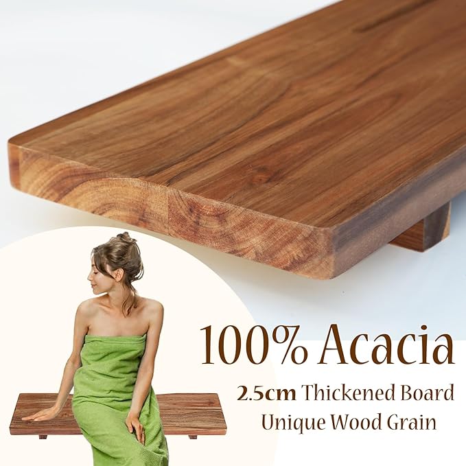 Premium Acacia Wood Bathtub Tray Caddy with Adjustable Legs, Minimalistic Design Bath Tray for Tub, Bathtub Accessories, Fit Standard and Against Wall Bath Tubs, Gift Idea for Women