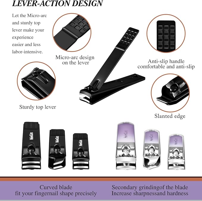 Toenail and Finger Nail Clippers Set: Separate Personal Nail Cutter Set for Men and Women, Travel Fingernail & Toe Nail Trimmer kit for Adult, Ideal for Wedding Gifts and Engagement Gifts for Couples