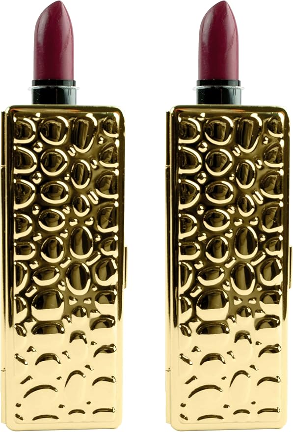 Stephanie Imports Set of 2 Rectangular Vintage Lipstick Cases With Glass Mirror (Gold Drops)