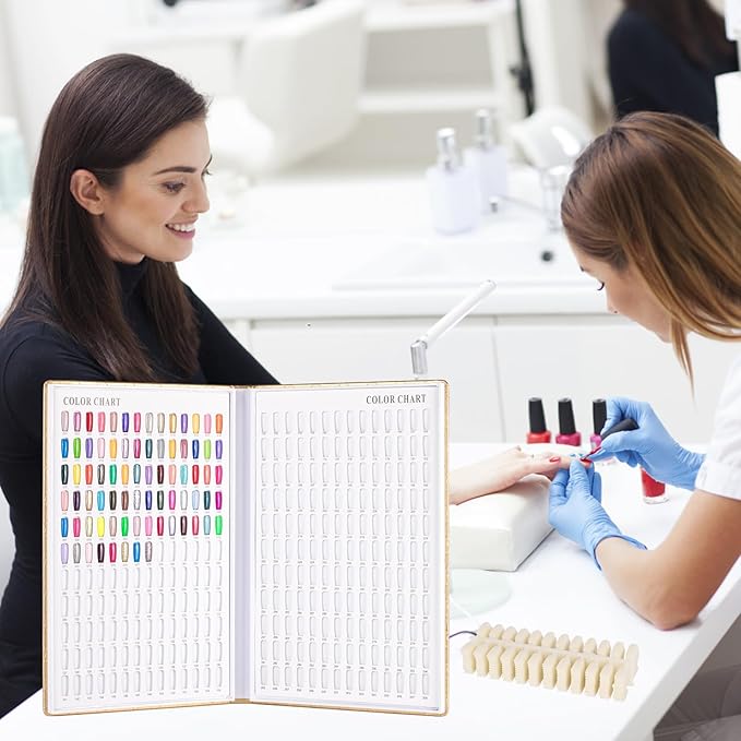 Acycion2A 308 nail display chart with 360 false nail tips (Gold)