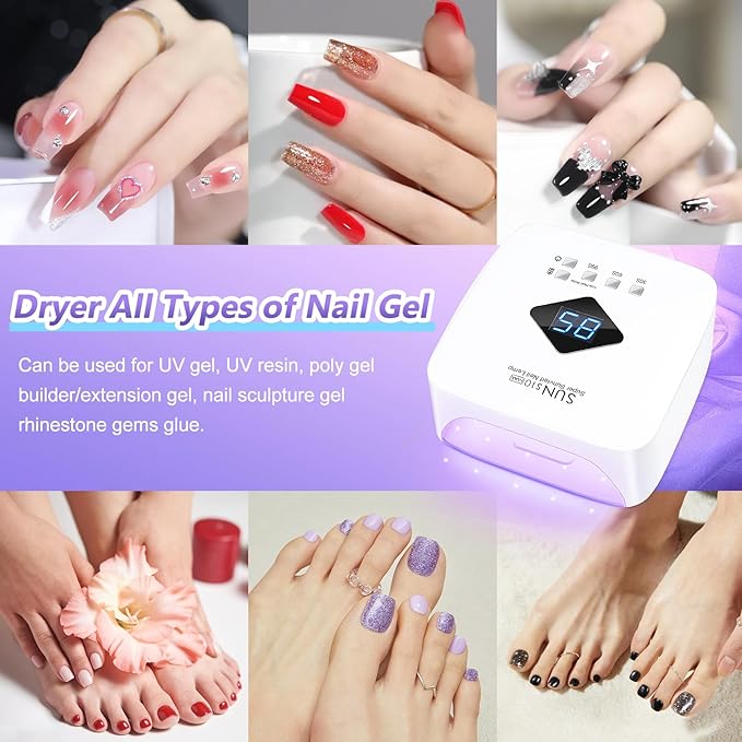 Cordless Rechargeable UV LED Nail Lamp, LKE 86W UV Light for Gel Nails UV Nail Light Nail Dryer with 3 Timer Setting Display Auto Sensor Professional Quick Dry Gel Polish Curing Lamp for Salon & Home