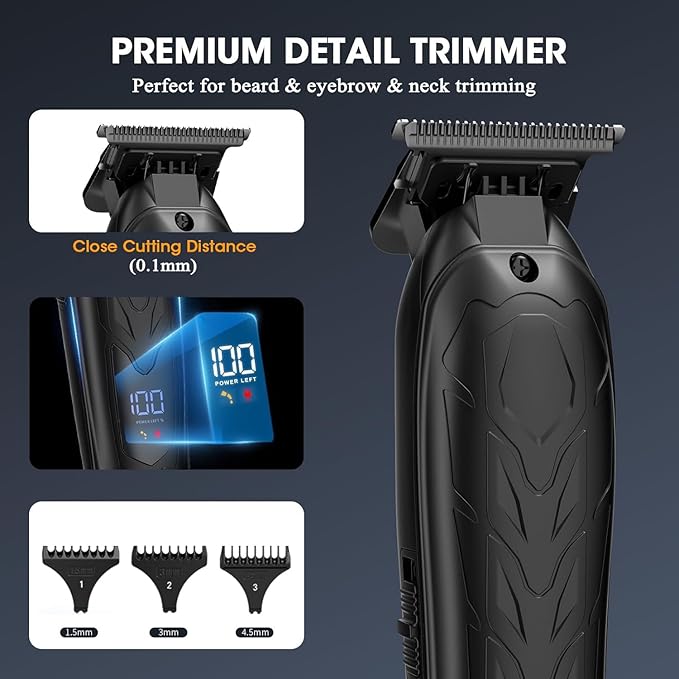 Suttik Professional Hair Clippers for Men, Barber Clippers and Trimmers Set, Foil Shavers for Men, 3 in 1 Cordless Hair Clippers Set Hair Cutting Kit Barber kit with LED Display