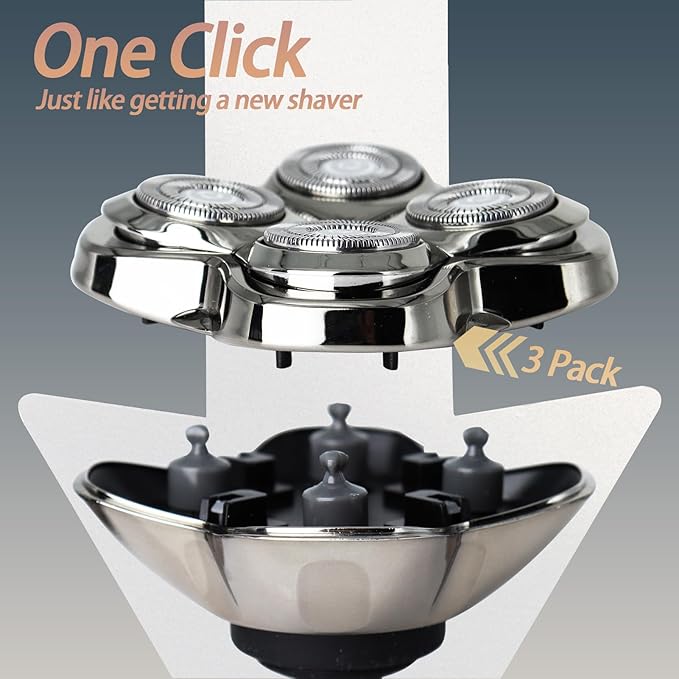 3Pack Pro 4 Shaver Replacement Heads for Pitbulls Gold PRO, Silver PRO, Platinum PRO, Butterfly Kiss PRO Head Shavers, Floating 4 Heads for a Fast, Close and Smooth Shave.