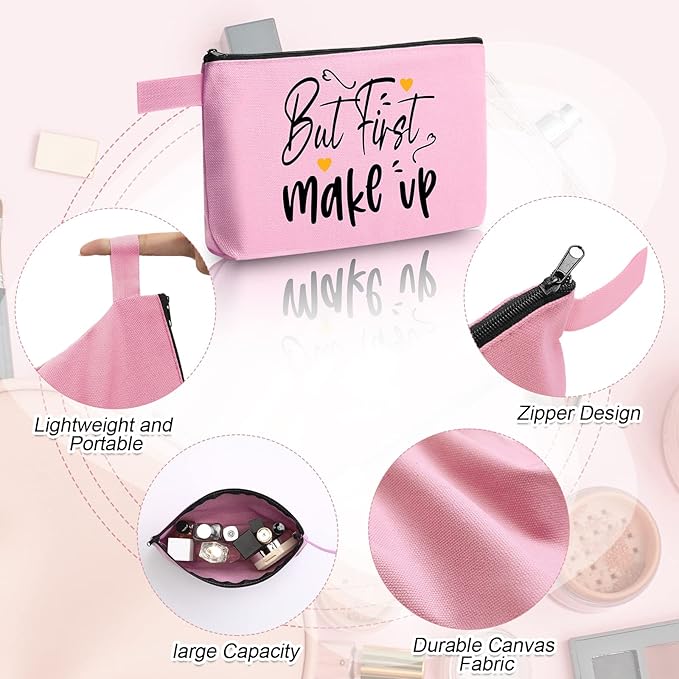 Reginary 60 Pieces Canvas Makeup Bags Bulk End of School Years Gift Cute Travel Cosmetic Pouch Multipurpose Blank Small Toiletry Bag DIY with Zipper for Travel Women Teens,15 Colors(8.6 x 5 x 2 Inch)