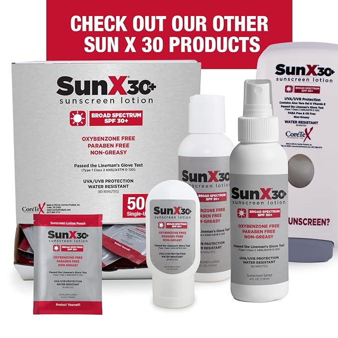CoreTex Sun X 30+ SPF Broad Spectrum Sunscreen Lotion - 16oz Bottle of Paraben, Oxybenzone, Octinoxate, & Oil Free Sunscreen - No White Cast and Water & Sweat Resistant Up to 80 Minutes
