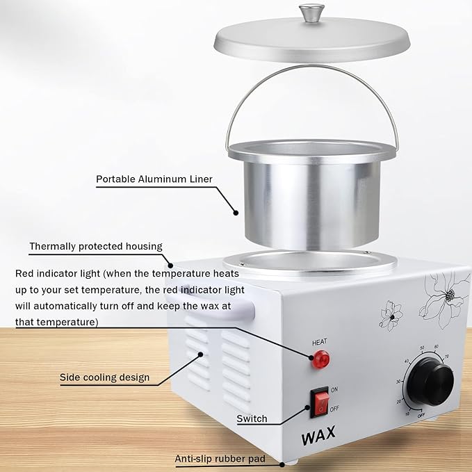 Professional Electric 1.5lb Wax Pot for Hair Removal,Single wax wammer with adjustable temperature Settings of 0-80°C,Wax Heater Machine for Body,Equipment for Precision Waxing