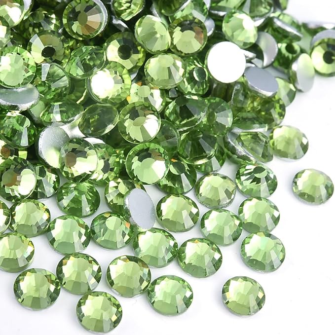 Blinginbox Flatback Rhinestones Bulk,14400pcs Crystal Round Loose Gemstones Glass Rhinestones for Crafts Makeup Nail Art Clothes Shoes DIY Decorations(SS16,3.8-4.0mm,Lt.Peridot)