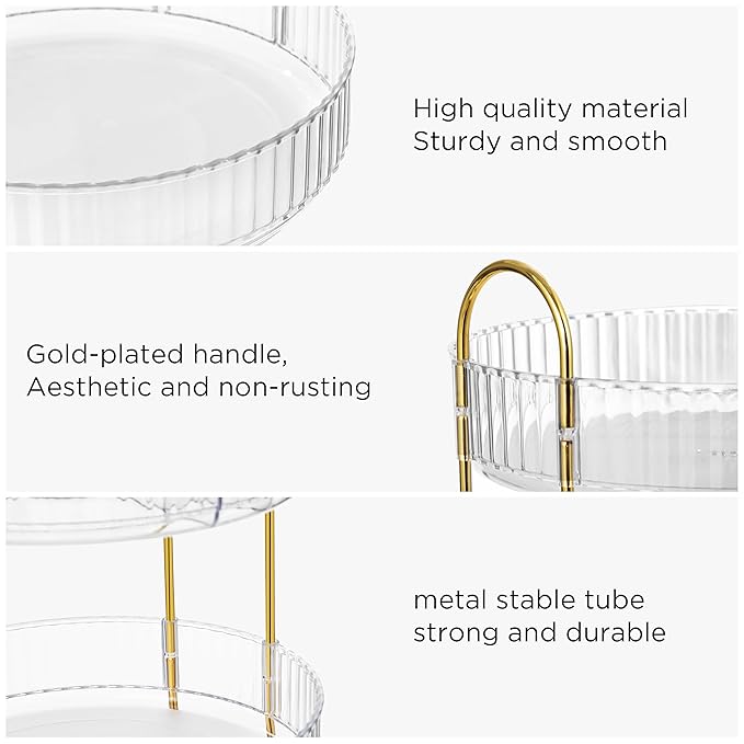 360 Rotating Makeup Organizer Countertop Clear 3 Tier Bathroom Organizer Spinning Perfume Organizers, Skincare Organizers Makeup Carousel Cosmetic Brush Storage for Vanity, Countertop