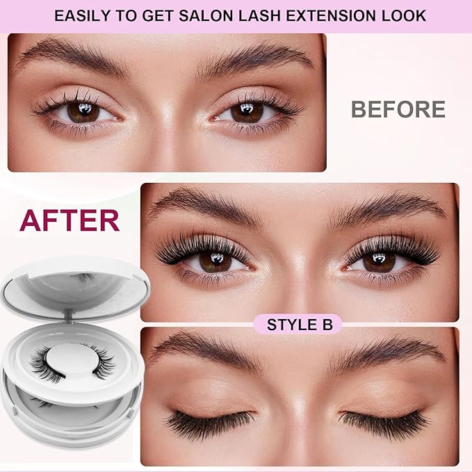 Ginani Magnetic Eyelashes with Applicator,Magnetic Eyelashes Natural Look, Ginani Magnet Lashes without Eyeliner,No Glue Needed Soft Lashes Kit for Women(Natural+Simple)