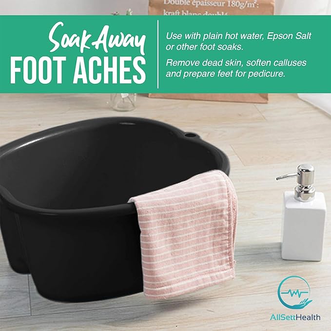 AllSett Health Foot Soaking Bath Basin – Large Size for Soaking Feet | Pedicure and Massager Tub for at Home Spa Treatment | Callus, Fungus, Dead Skin Remover