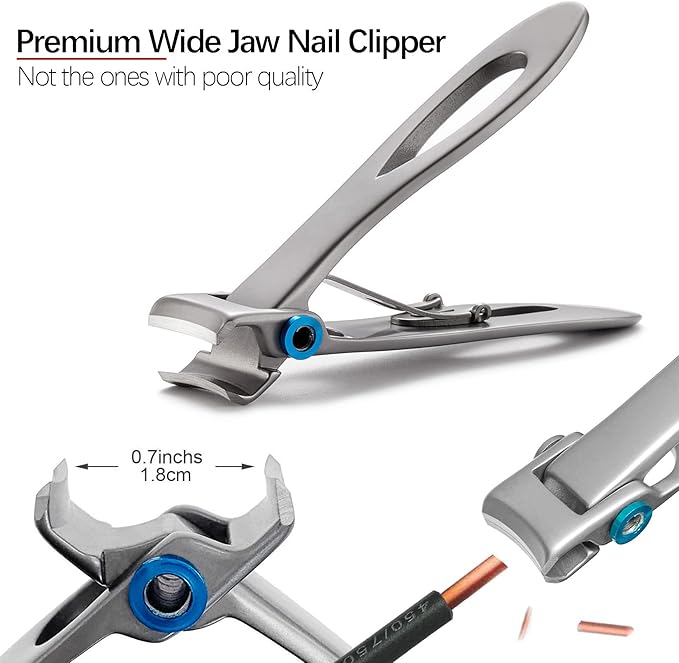 Long Handled Toenail Clippers for Seniors Thick Nails, Ultra Sharp Toe Nail Clippers for Men, Heavy Duty Stainless Steel, 5pcs Set