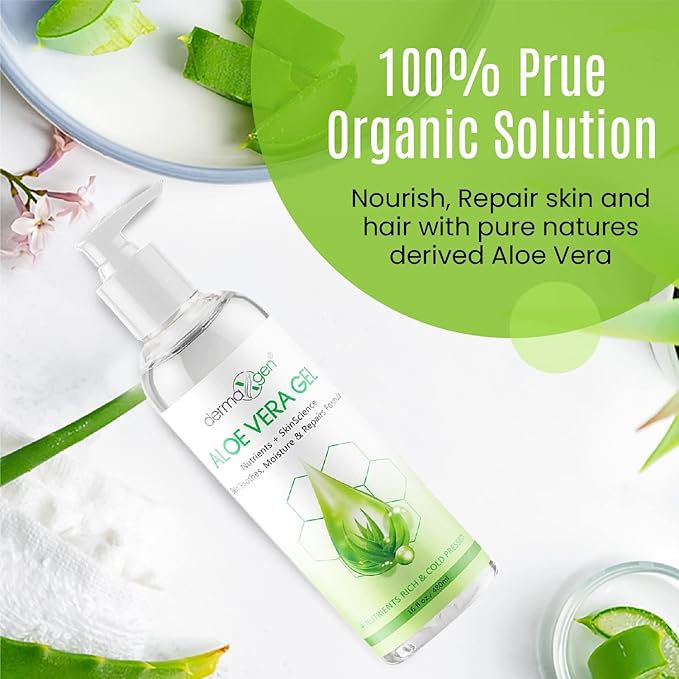 Aloe Vera Gel with Witch Hazel, Vitamin C, and Vitamin E - Skin Soothes, Moisture, and Repair Formula for Face and Body - Nutrient-Rich, Organic 100% Pure Aloe Vera - 16 FL OZ