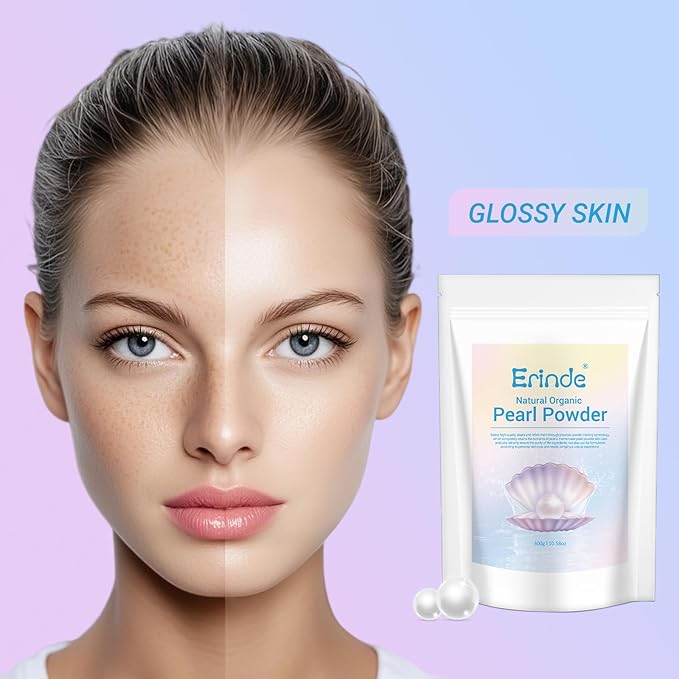 Erinde Freshwater Pearl Powder Organic, 10.58 OZ / 300g Natural Pearls for Skin Care, Cosmetic Grade, Organic Pearl Powder for DIY Face Mask, Cream & Lotion, Deep Cleansing, Anti-Aging Facial Mask